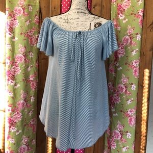 Stripped off shoulder blouse size M NWT